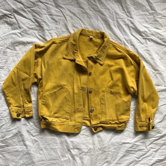 Jackets & Blazers - Cropped Yellow Jean Jacket